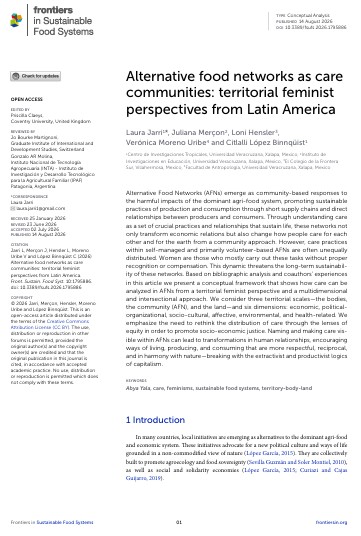 Alternative food networks as care communities: territorial feminist perspectives from Latin America