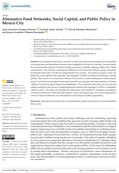Alternative Food Networks, Social Capital, and Public Policy in Mexico City